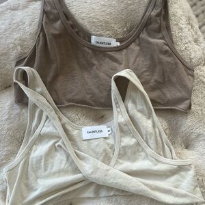2 TALENTLESS Brown and Cream Tank Tops